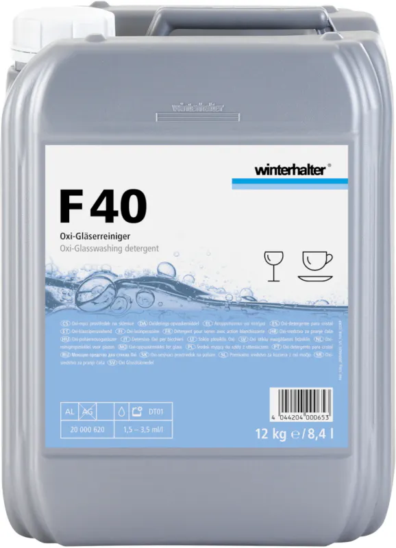 Gläserreiniger F 40  flüssig 12 kg Kanister mit Oxikraft