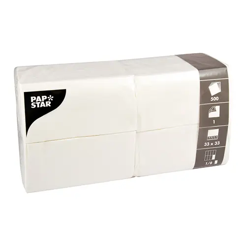 Servietten 33 x 33 cm 1-lagig 1/8-Falz weiss - 500 Stück / Pack