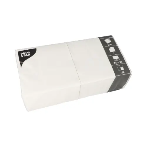 Servietten 33 x 33 cm 2-lagig 1/4-Falz weiß - 500 Stück / Pack