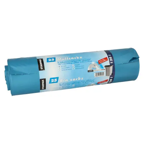 Müllsäcke 120 l LDPE 110 cm x 70 cm blau extra stark und extra reißfest