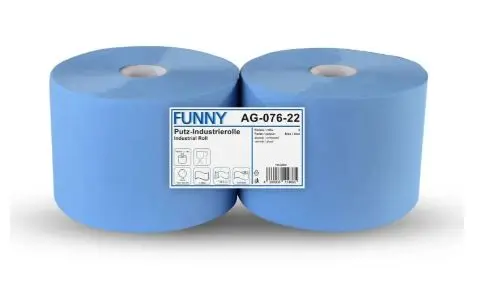 Industrierolle / Putzrolle 22 cm 2-lagig blau Zellstoffmix  1.000 Blatt 2 Rollen Funny