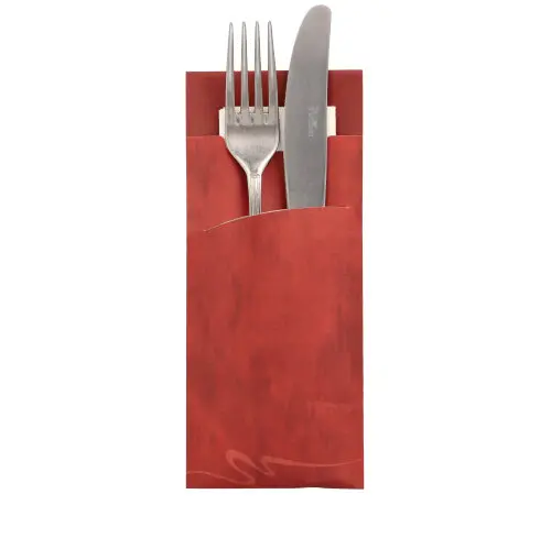 Bestecktaschen 20 cm x 8,5 cm bordeaux inkl. weißer Serviette