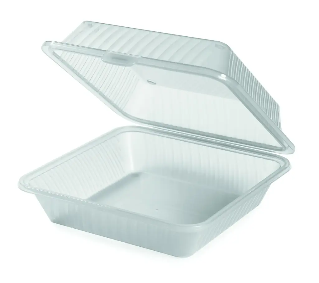 Menübox mit 1 Fach quadratisch hoch 23 x 23,5 x 9,5 cm Eco Takeout - Restposten 