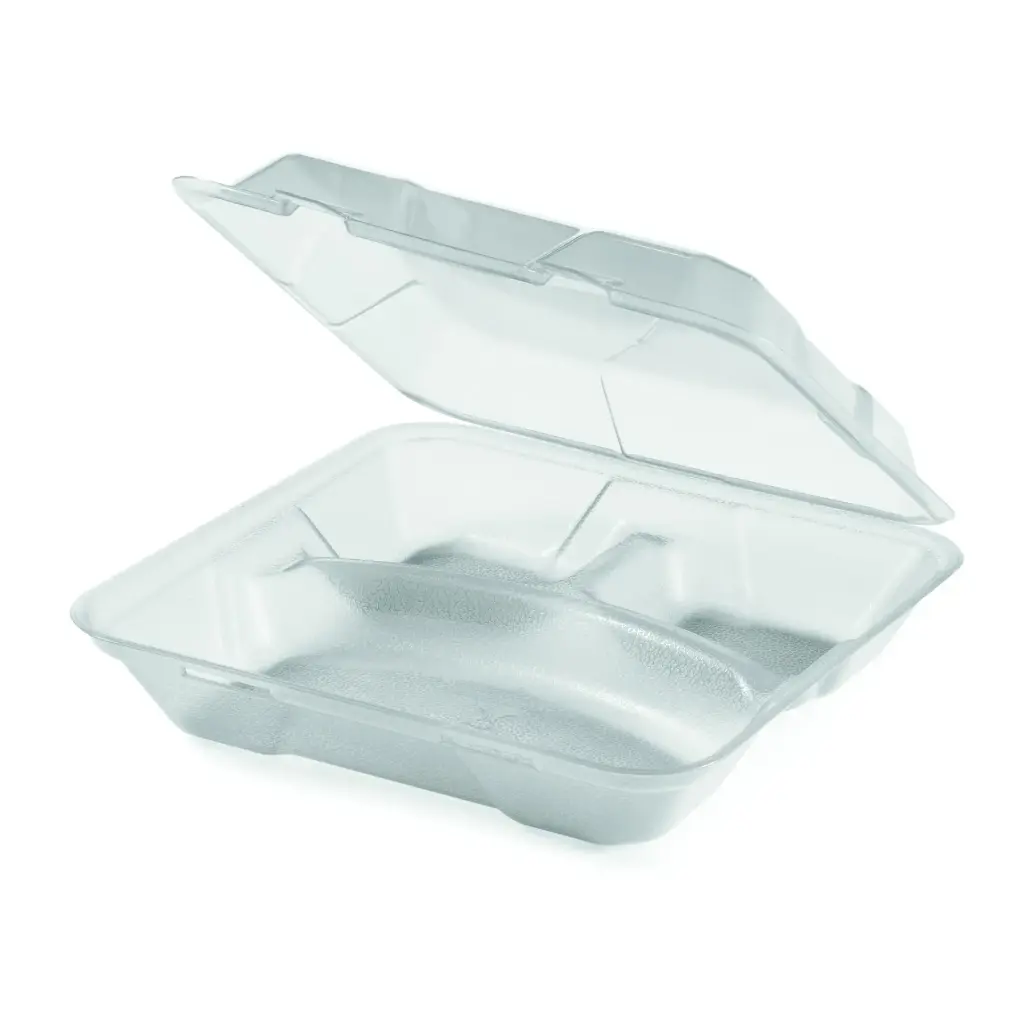 Menübox mit 3 Fächer flach  23 x 23,5 x 6,5 cm Eco Takeout - Restposten