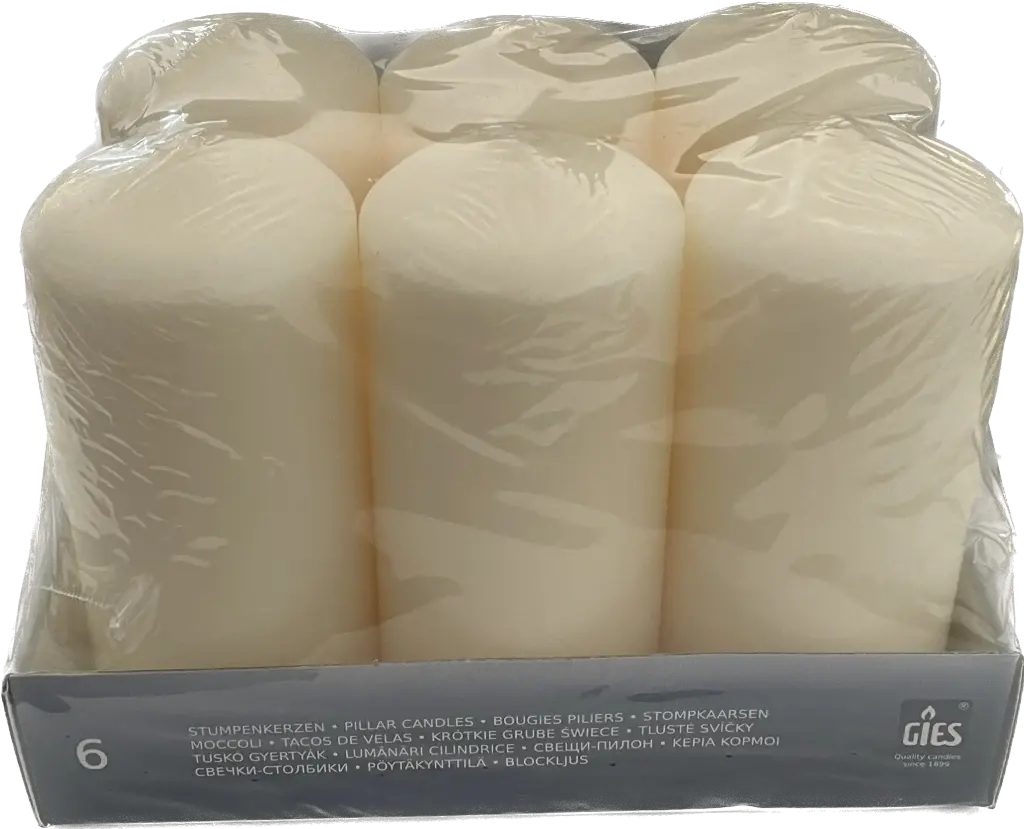 Stumpenkerze champagner 130x58 mm 6er Pack - Restposten