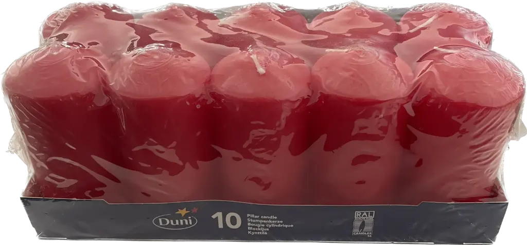 Stumpenkerze rot 100x50 mm 10er Pack