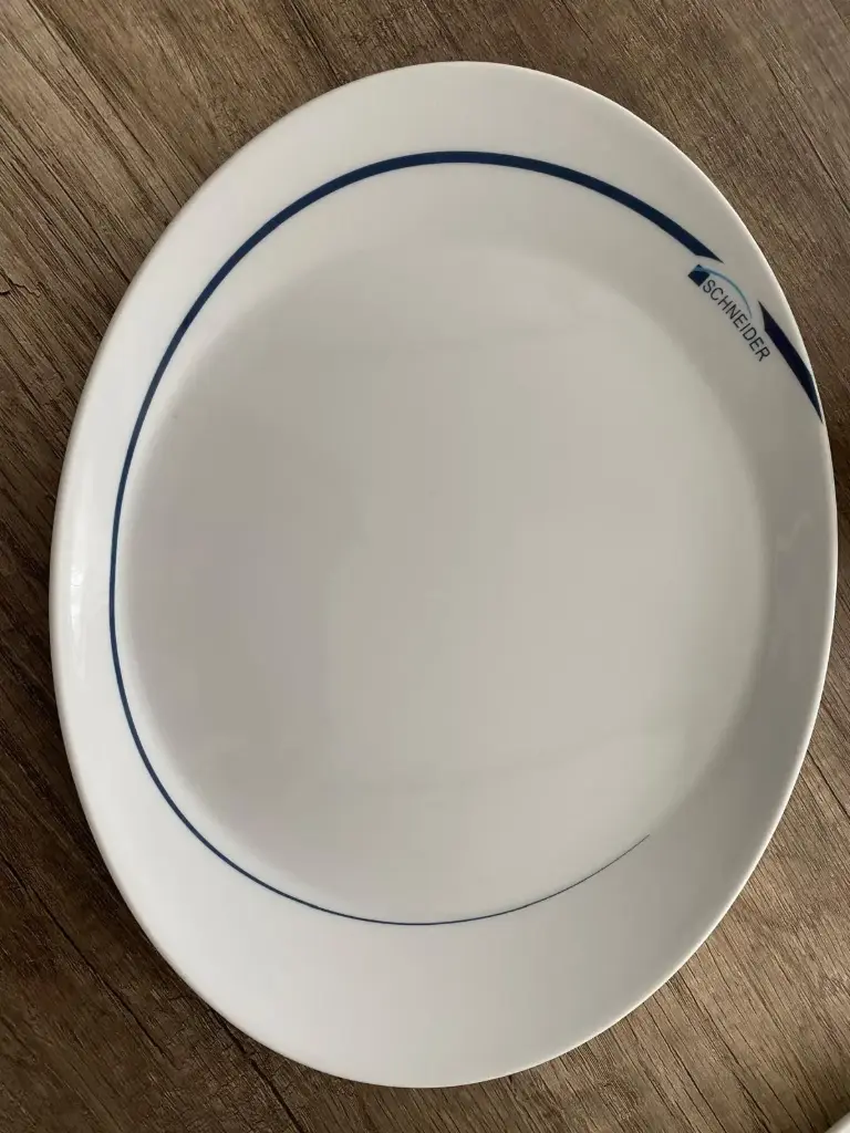 Speiseteller 32 cm oval Logo Schneider - Restposten  