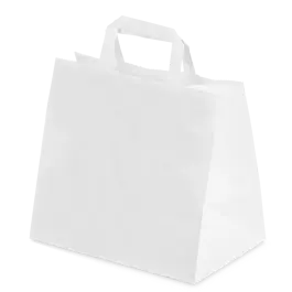 Tragetasche weiß mit breitem Boden Konditortasche 70g/m²