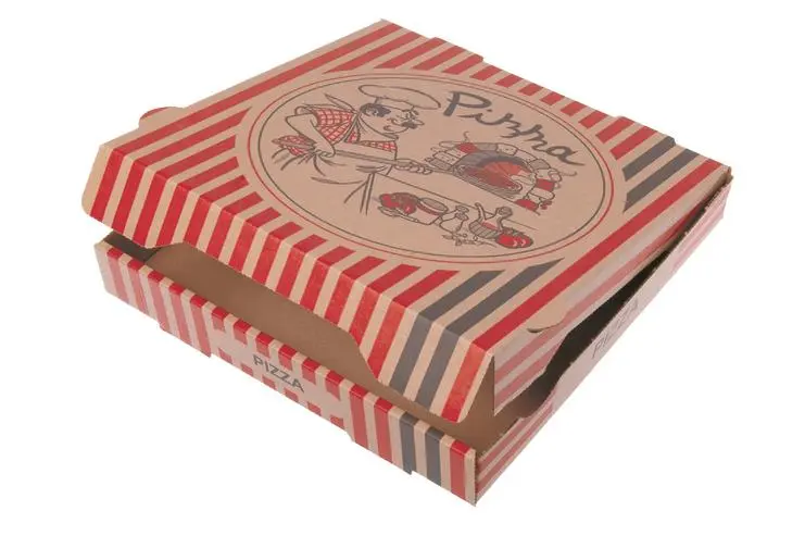 Pizzabox / Pizzakarton 33 x 33 x 4 cm  Motiv Pizzabäcker braun