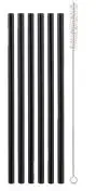 Glas Trinkhalme 240 mm Smoothie 6er Set schwarz + Bürste