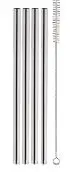Trinkhalme 240 mm Smoothie 4er Set  Edelstahl + Bürste