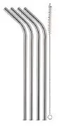 Trinkhalme 240 mm angewinkelt 4er Set Edelstahl + Bürste