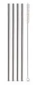 Trinkhalme 240 mm gerade 4er Set Edelstahl + Bürste