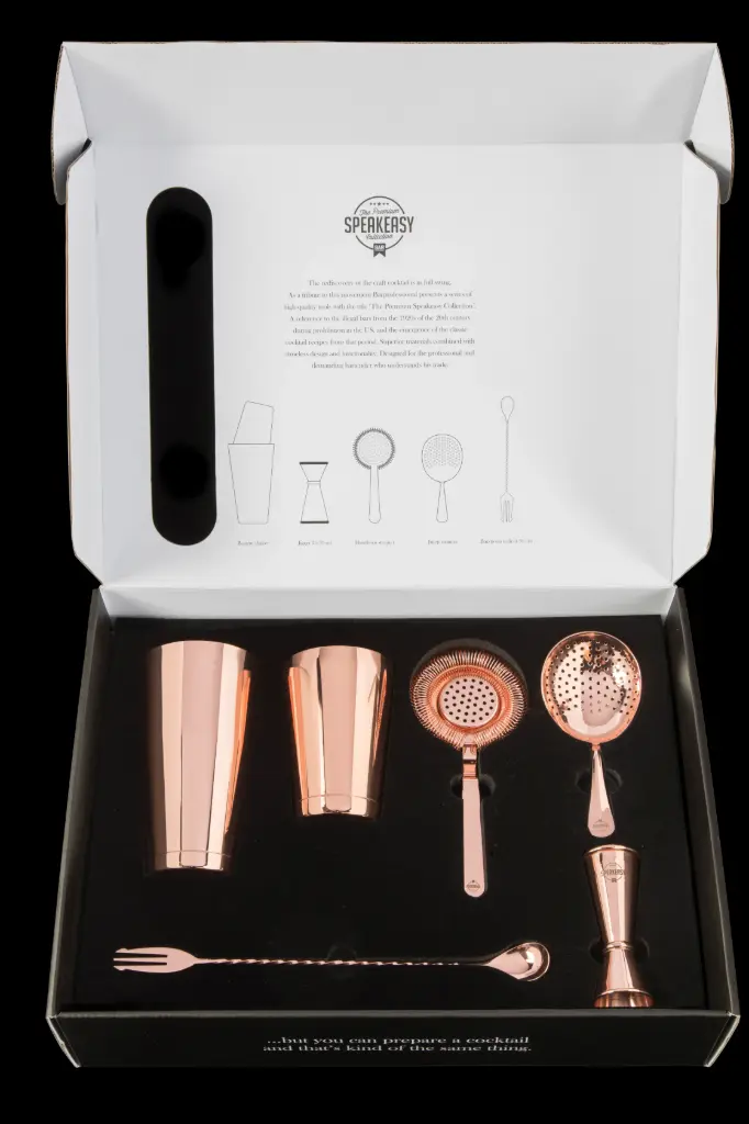 Cocktail Box 6 tlg. Edelstahl kupferfarben