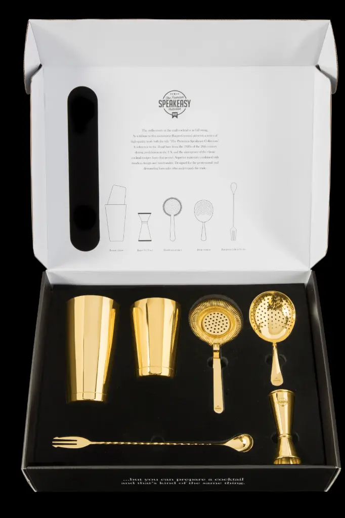 Cocktail Box 6 tlg. Edelstahl goldfarben