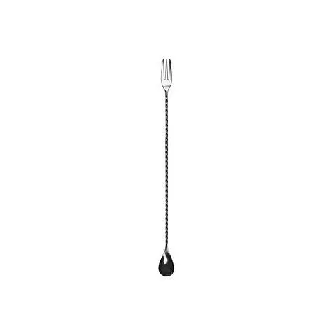 Barlöffel / Cocktaillöffel  mit Gabel 30 cm Edelstahl schwarz