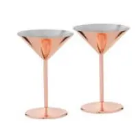 Cocktail / Martiniglas Set 2 tlg. Edelstahl kupferfarben 