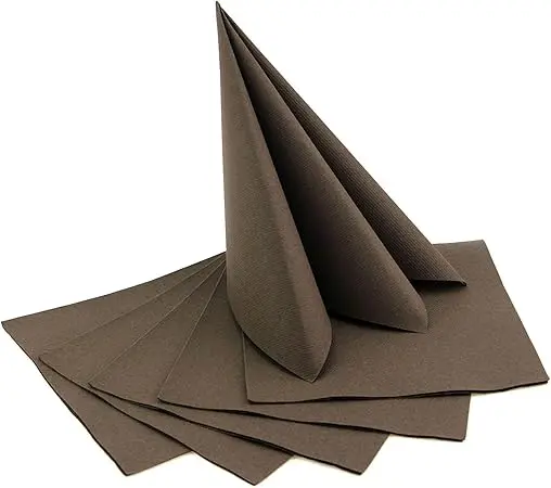 Mank Servietten 3-lagig 1/4-Falz 25 cm x 25 cm dunkelbraun - Restposten