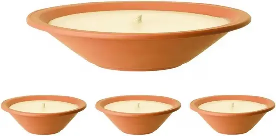 Gartenkerze champagner 23x 7 cm in Terracotta Schale 