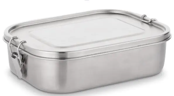 Vesperdose klein aus Edelstahl mit Dichtung und Teiler 0,8 L