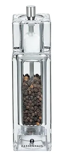 Pfeffermühle mit Salzstreuer Acryl eckig Modell Solingen -Zassenhaus