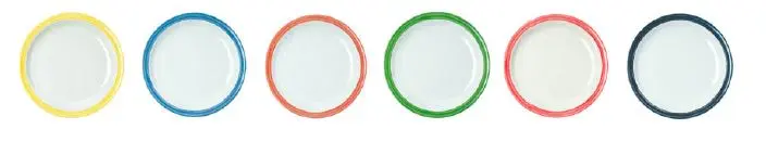 Teller flach 235 mm Bistro mit farbigem Rand  Melamin 