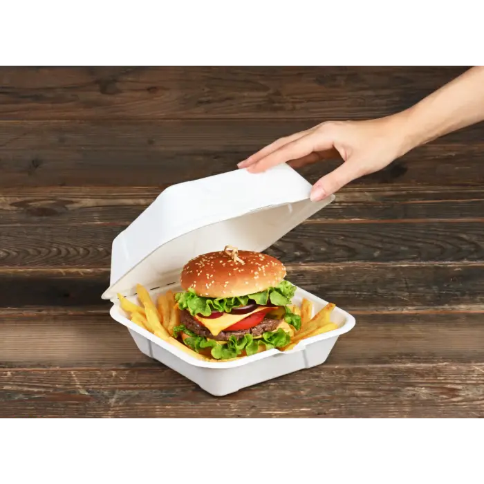 Burger Box weiß Gr. XXL aus Zuckerrohr 250 Stück