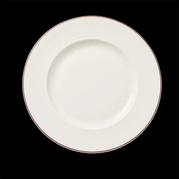 Teller flach 25,5 cm Fahne Concorde farbiges Band maroon  