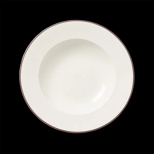 Teller tief 24 cm Fahne Concorde farbiger Rand rot