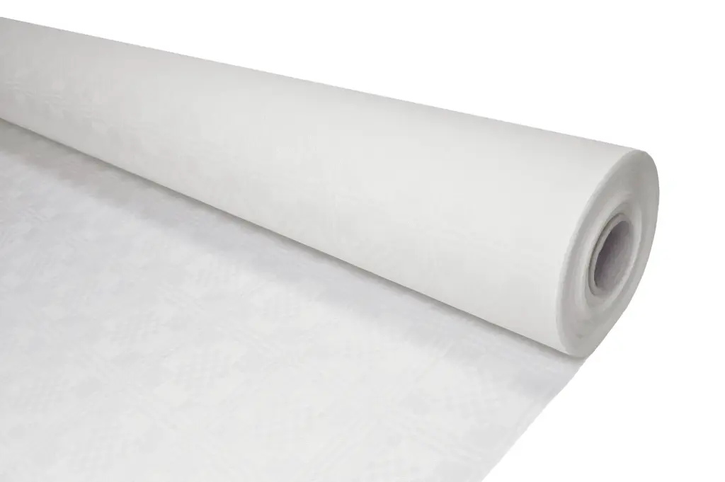 Papiertischtuch mit Damastprägung 50 m x 1 m weiß