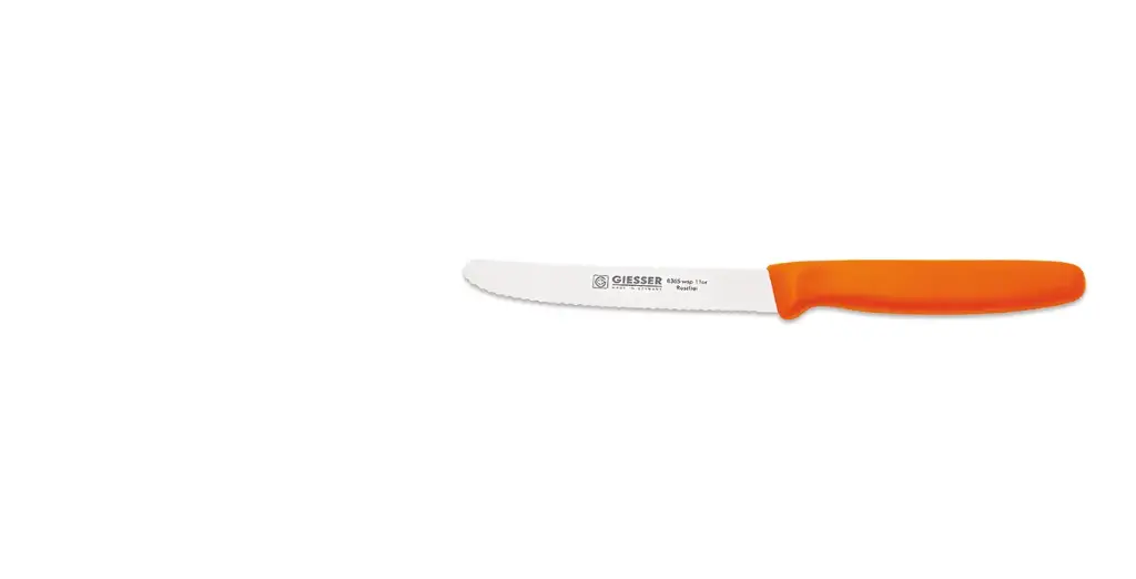 Universalmesser 11 cm mit Wellenschliff Griff orange