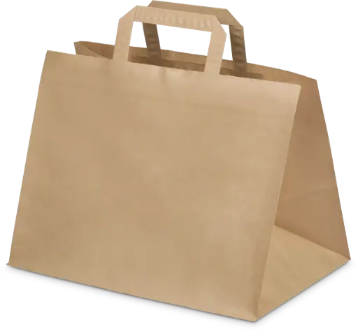 [PR/03433] Tragetasche braun mit breitem Boden Konditortasche 70g/m²