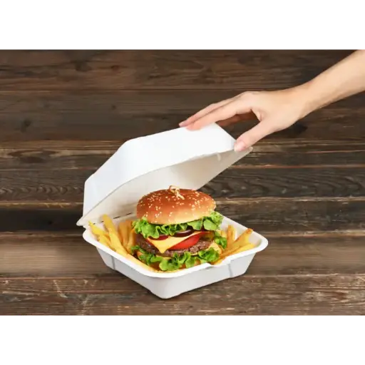 [PR/02813] Burger Box weiß Gr. XXL aus Zuckerrohr 250 Stück