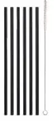 [PR/03994] Glas Trinkhalme 240 mm 6er Set schwarz + Bürste