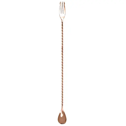 [PR/04065] Barlöffel / Cocktaillöffel  mit Gabel 40 cm Edelstahl kupferfarben  