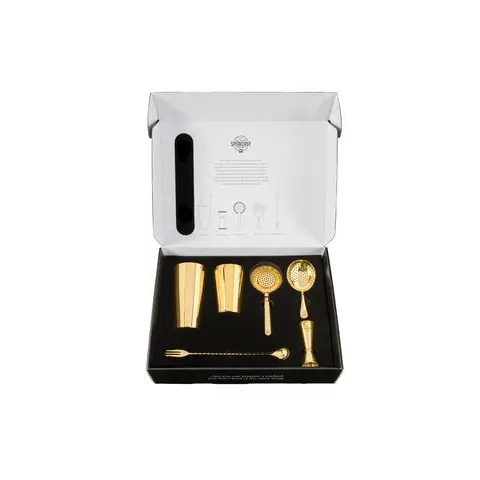 [PR/04070] Cocktail Box 6 tlg. Edelstahl goldfarben
