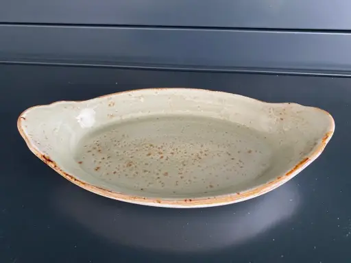 [PR/04479] Backform oval mit Griffen 24,5 x 13,5 cm Form Craft grün - Restposten 