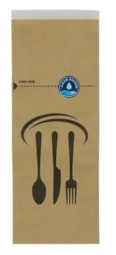 [PR/05943] Bestecktaschen 26 cm x 10 cm braun mit Motivdruck, selbstklebend 2000 Stück