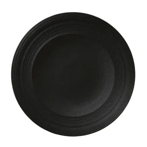 [PR/08087] Teller flach Fahne 28cm  Concorde Vollglasur schwarz / Noir 