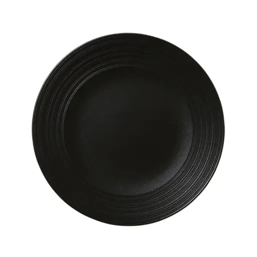 [PR/08168] Teller flach Fahne 25.5cm Concorde Vollglasur schwarz / Noir