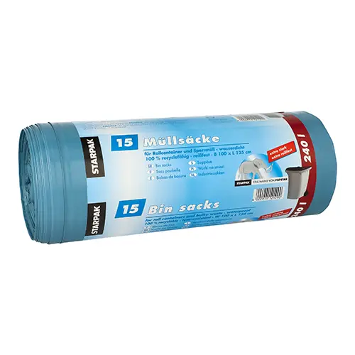 [PR/00896] Müllsäcke 240 l LDPE 125 cm x 100 cm blau extra stark und extra reißfest