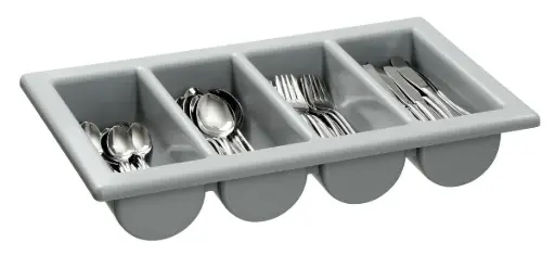 [PR/04422] Besteckbehälter 1/1 GN 4 Mulden Kunststoff grau