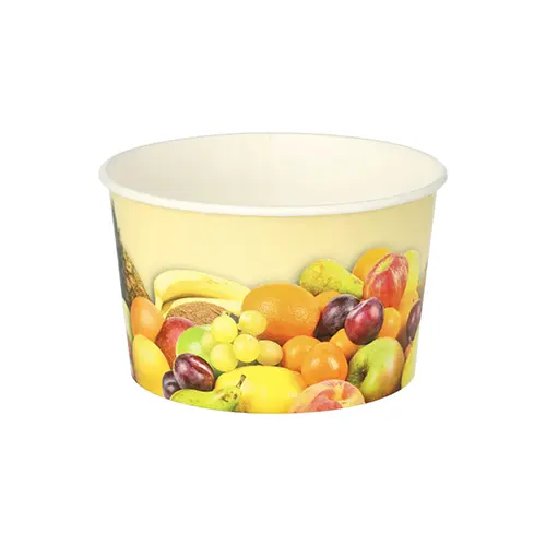 [PR/00968] Eisbecher Pappe rund 250 ml Ø 10 cm · 6 cm "Früchte"