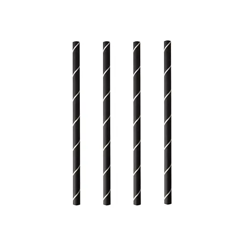 [PR/00965] Cocktail Trinkhalme, Papier Ø 7 mm · 15 cm schwarz/weiss "Stripes"