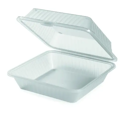 Menübox mit 1 Fach quadratisch hoch 23 x 23,5 x 9,5 cm Eco Takeout - Restposten 