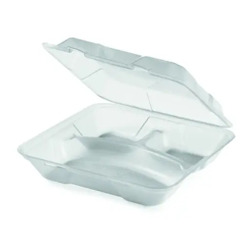 Menübox mit 3 Fächer flach  23 x 23,5 x 6,5 cm Eco Takeout - Restposten