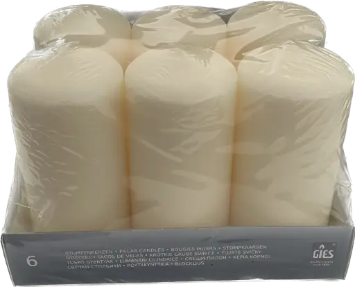 [PR/00736] Stumpenkerze champagner 130x58 mm 6er Pack - Restposten