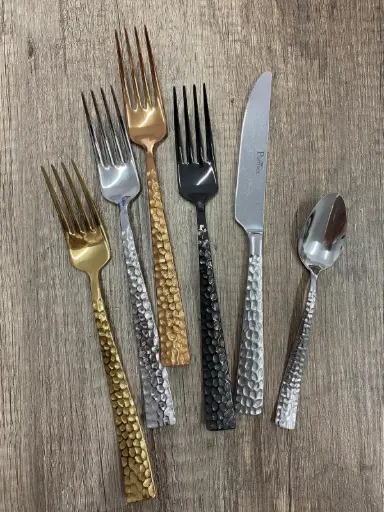 [PR/02359] Musterbesteck hammerschlag 6 tlg. - Musterverkauf / Restposten Pinti     