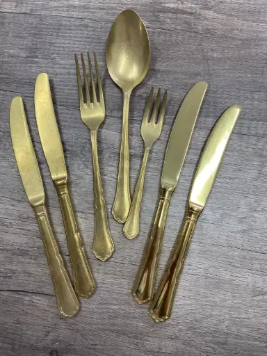 [PR/02360] Musterbesteck vergoldet 7 tlg. - Musterverkauf / Restposten Pinti     